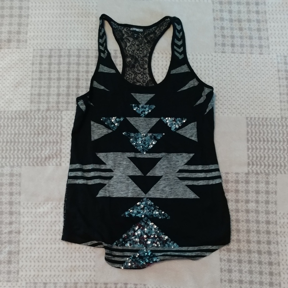 Express black sequence top